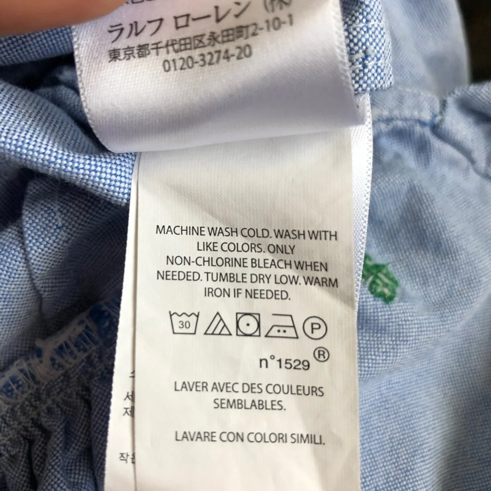 Polo Ralph Lauren Embroidered Chambray Girls Dress Sz 6X